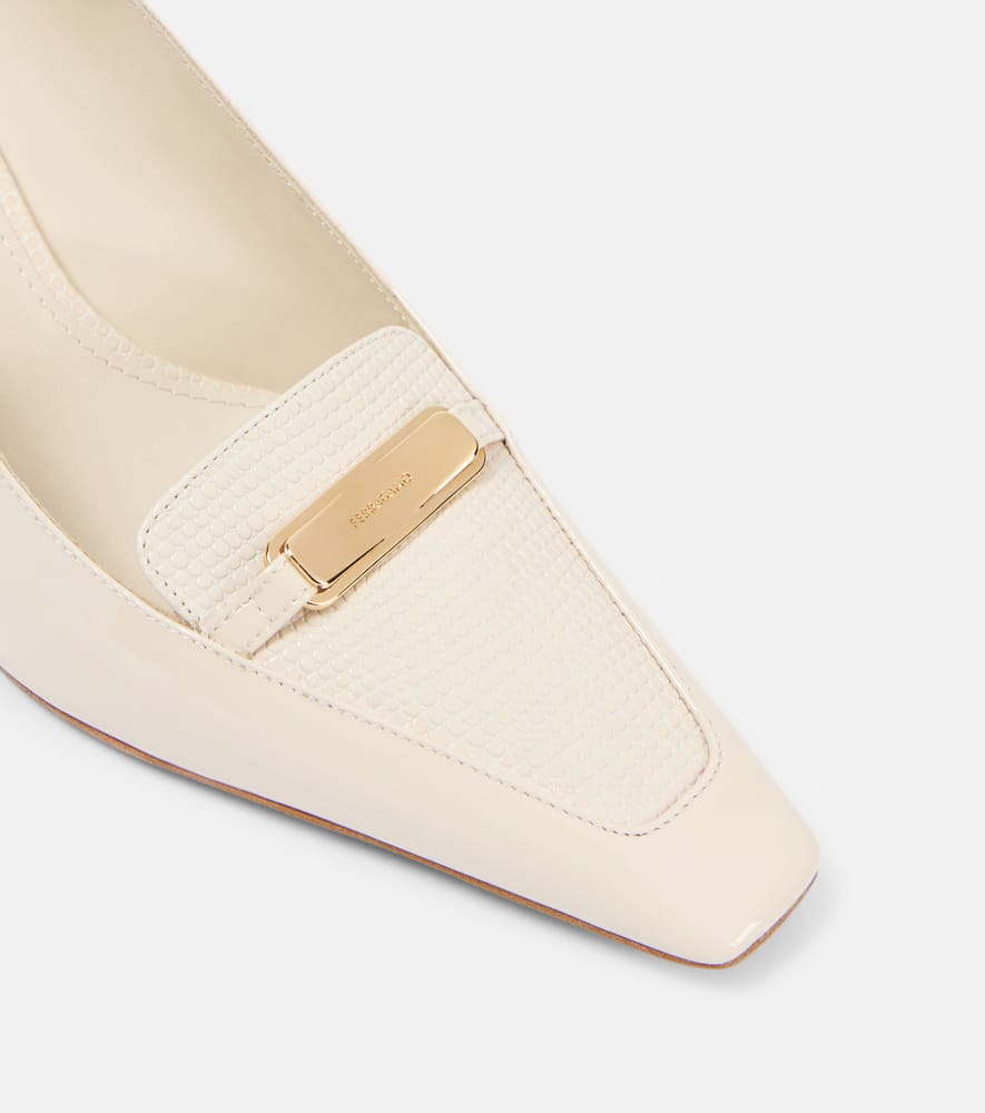 Ferragamo 55mm Ophelia Leather Slingback Pumps In White
