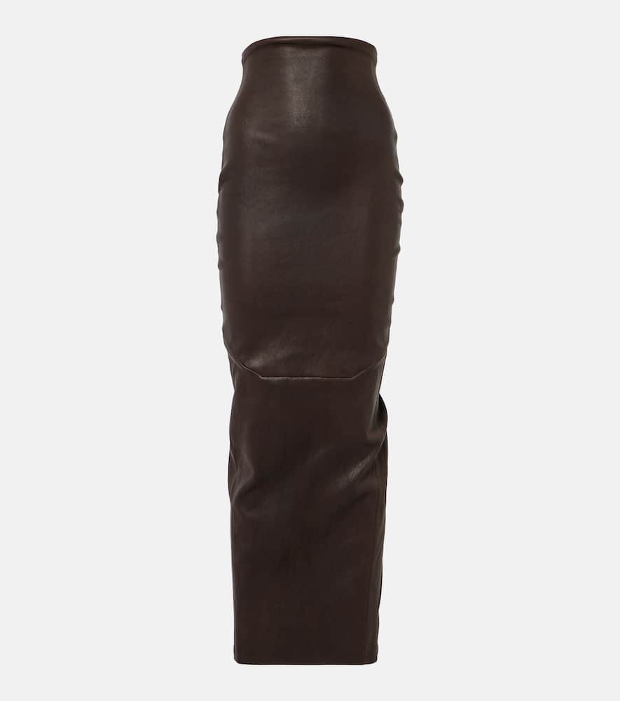Dirt Pillar leather and cotton maxi skirt
