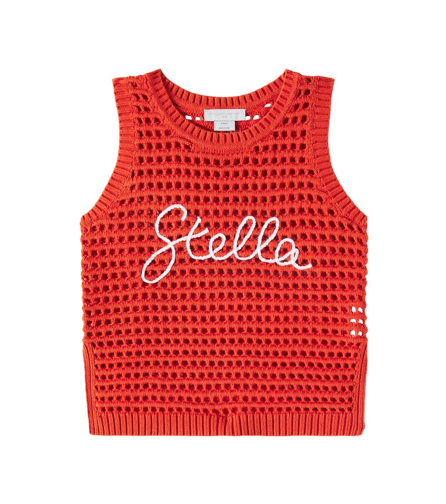 Stella Mccartney Open-knit Cotton Sweater Vest In Red
