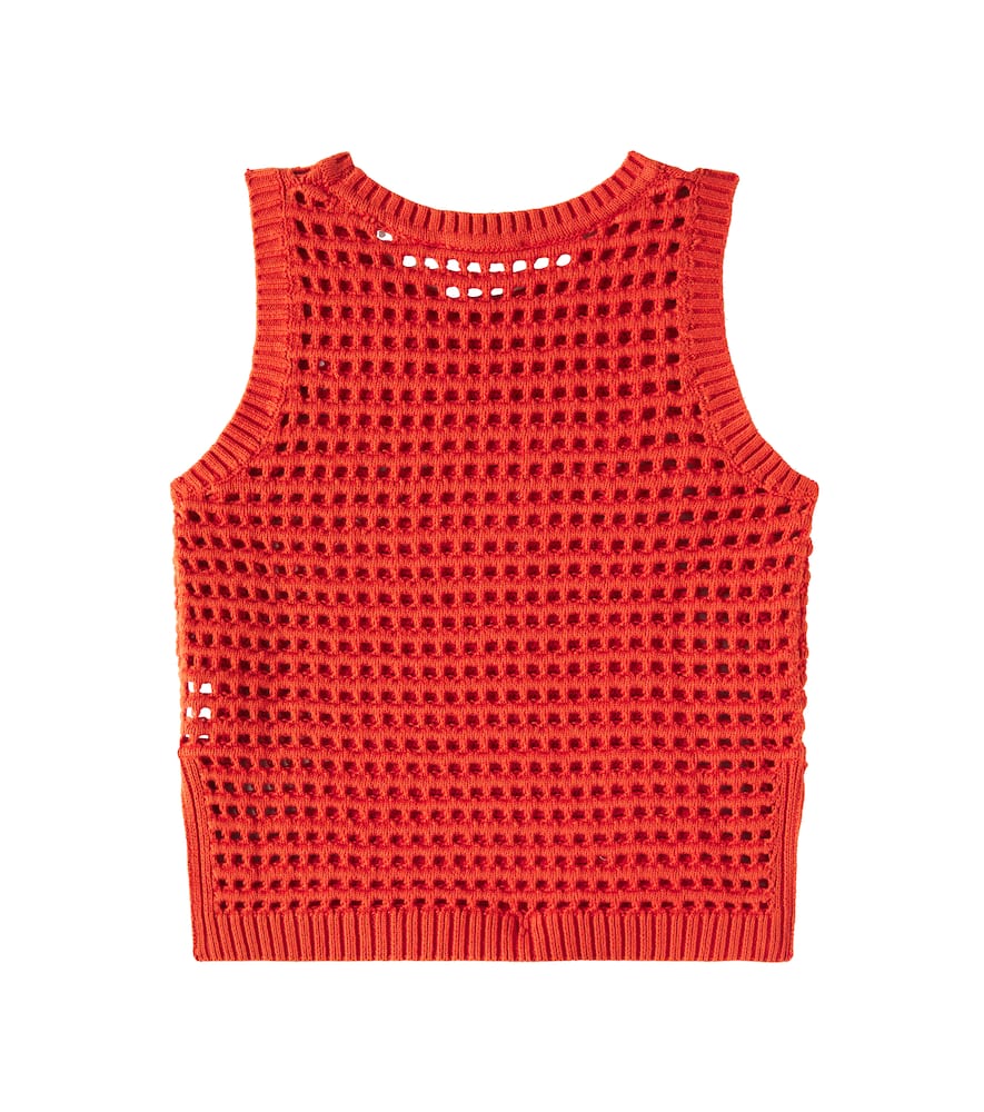 Stella Mccartney Open-knit Cotton Sweater Vest In Red