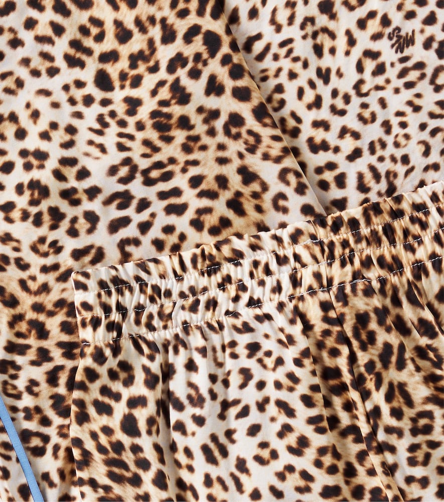 Monnalisa Leopard-print Satin Wide-leg Pants In Multicoloured