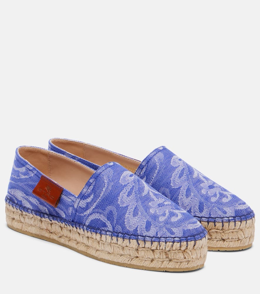 Paisley denim jacquard espadrilles