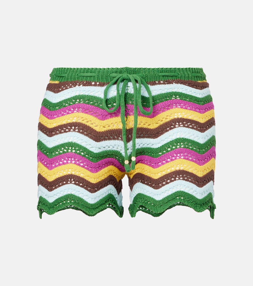 Kim striped crochet cotton-blend shorts