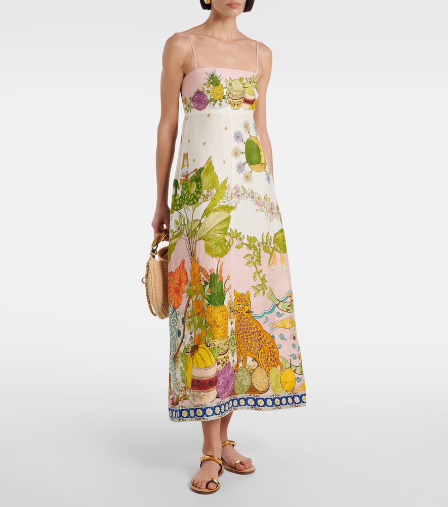Alemais Hazel Printed Linen-blend Maxi Dress In Multicoloured