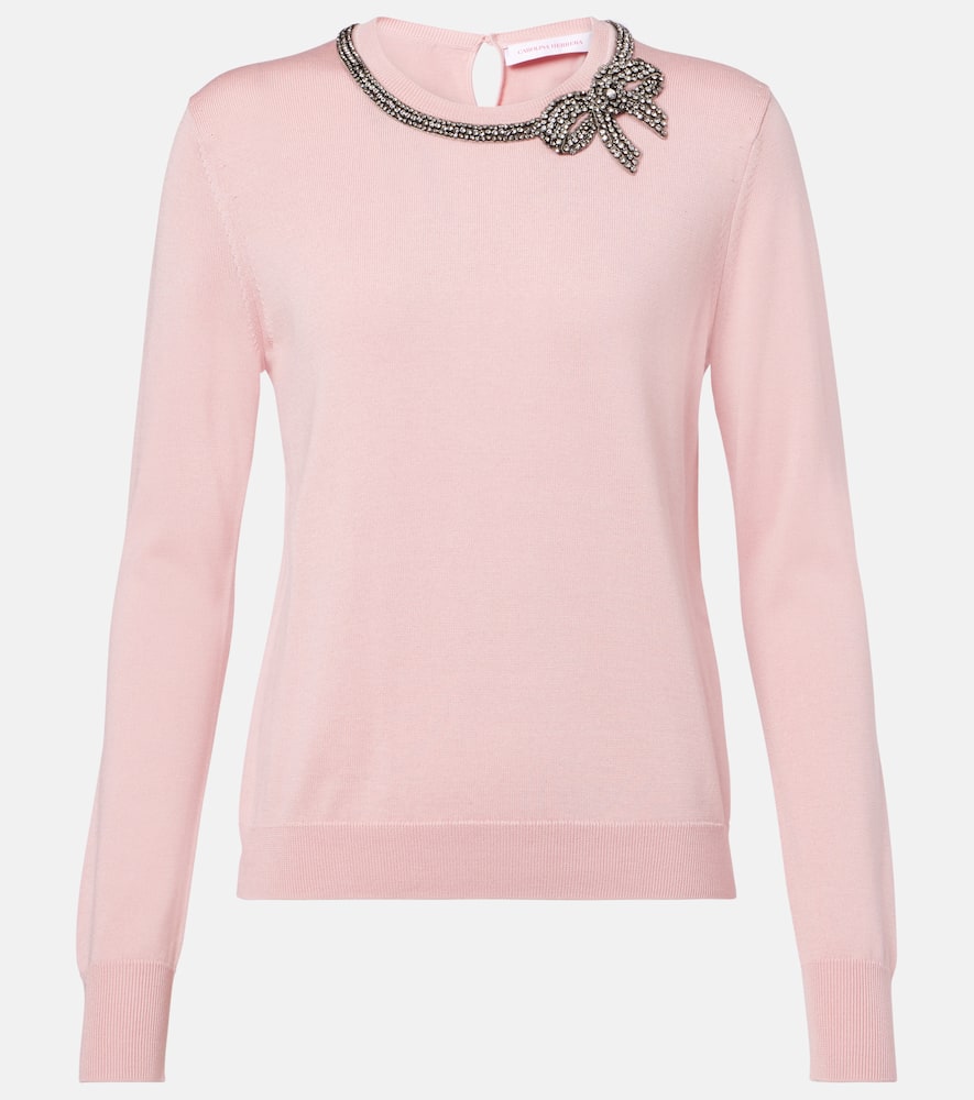 Embellished silk and cotton sweater