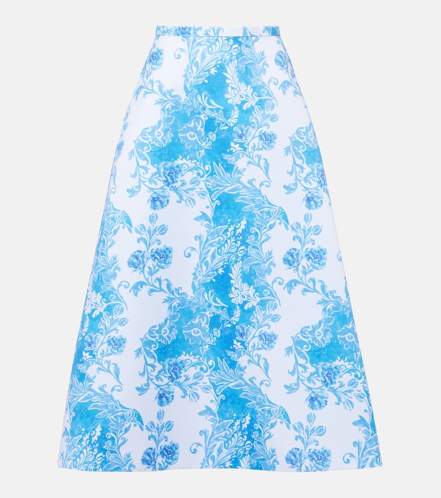 Emilia Wickstead Hallie Floral Taffeta Maxi Skirt In Blue
