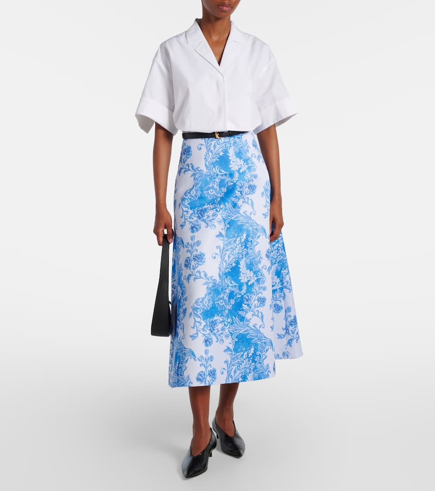 Emilia Wickstead Hallie Floral Taffeta Maxi Skirt In Blue