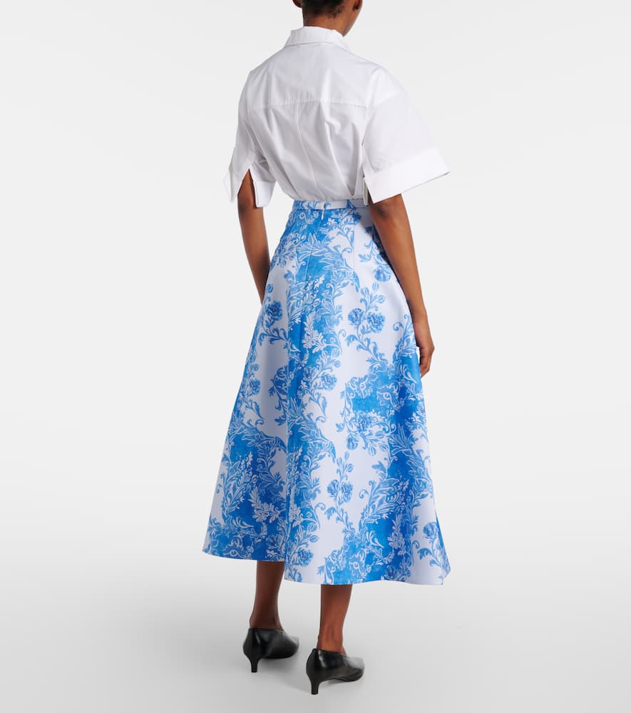 Emilia Wickstead Hallie Floral Taffeta Maxi Skirt In Blue