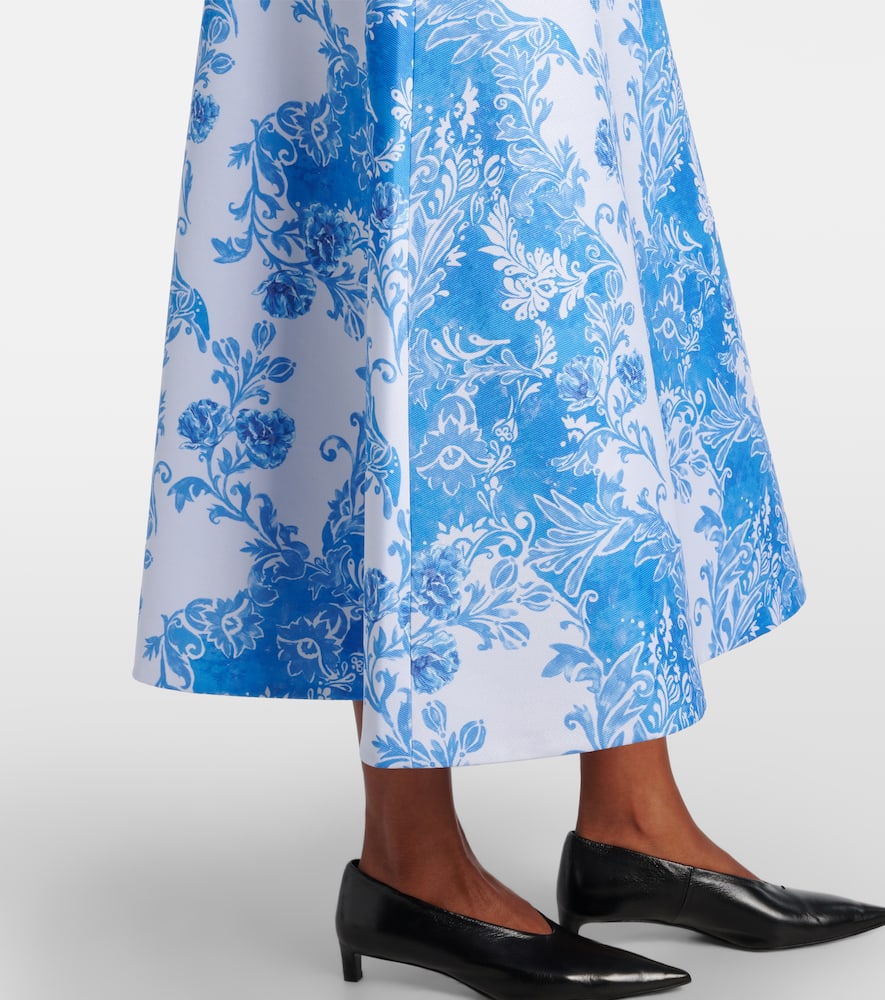 Emilia Wickstead Hallie Floral Taffeta Maxi Skirt In Blue