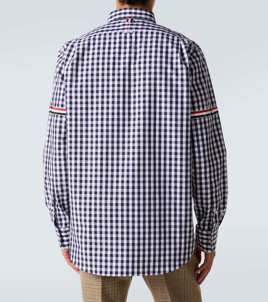 Thom Browne Stripe Oxford Armband Gingham Cotton Shirt In Blue