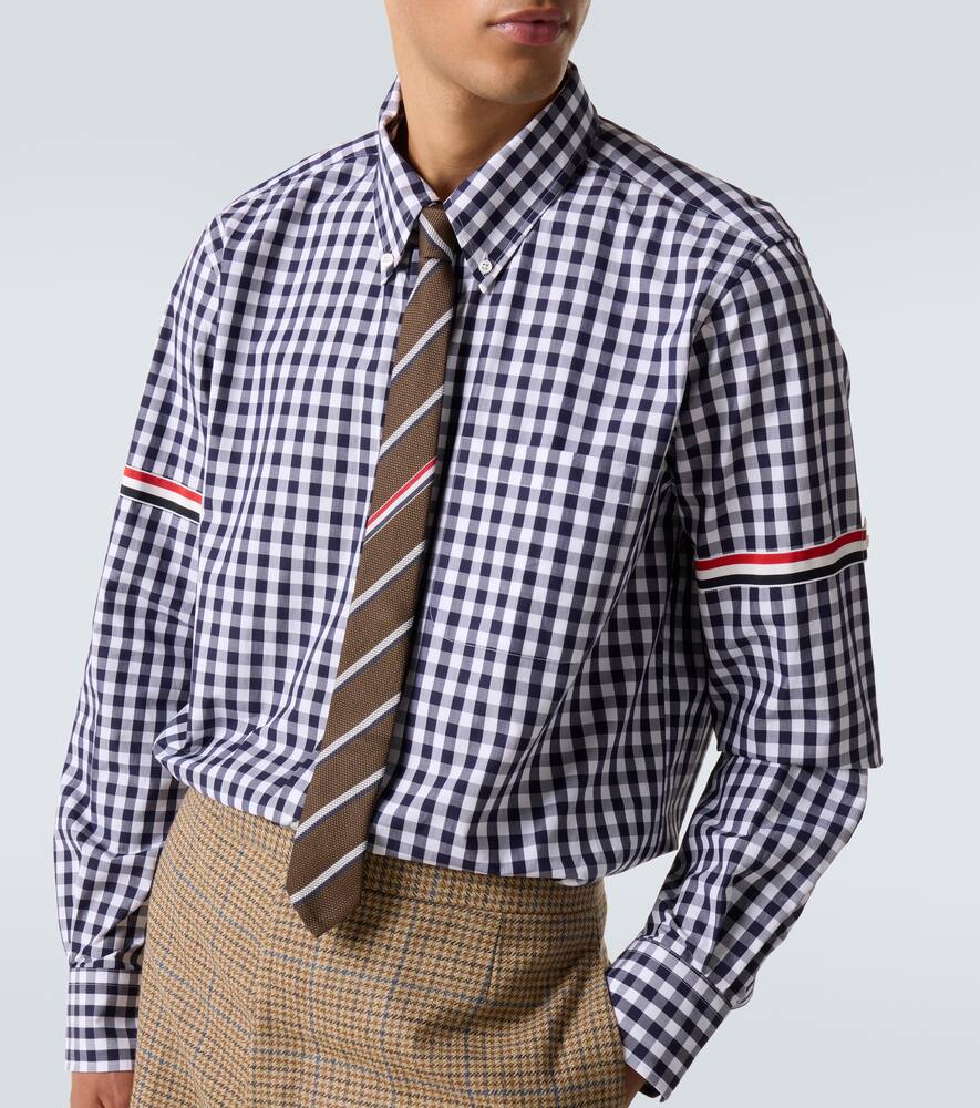 Thom Browne Stripe Oxford Armband Gingham Cotton Shirt In Blue