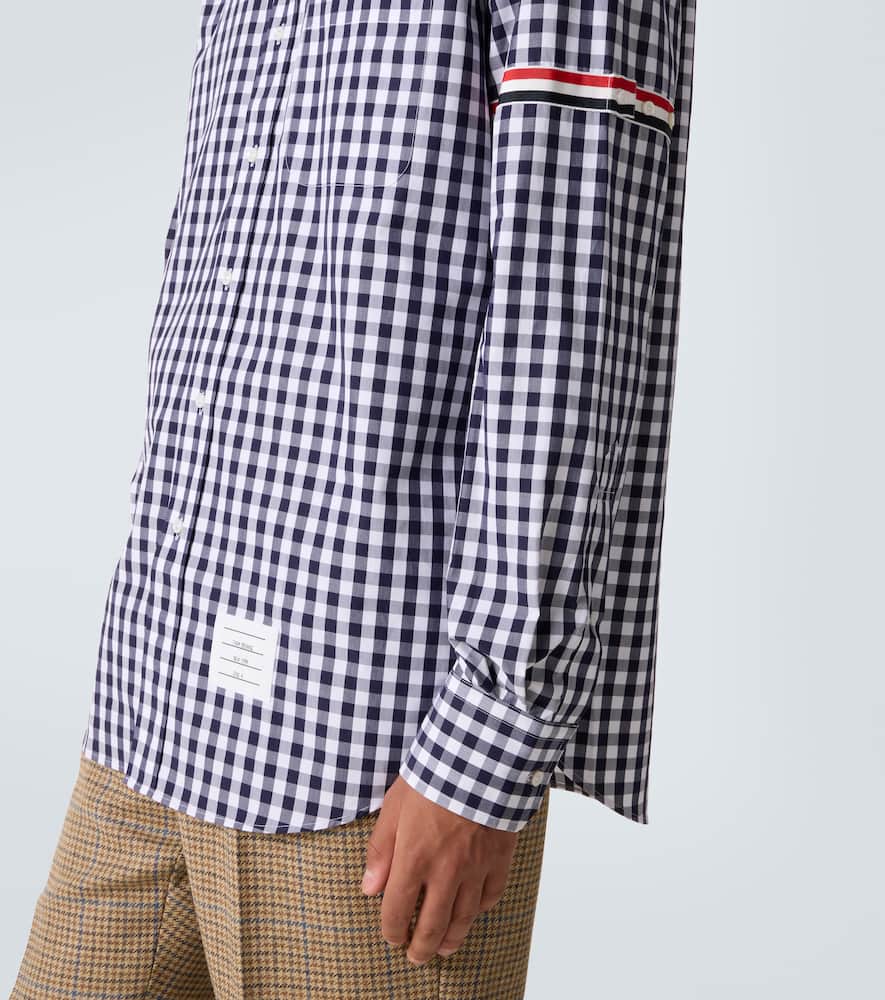 Thom Browne Stripe Oxford Armband Gingham Cotton Shirt In Blue