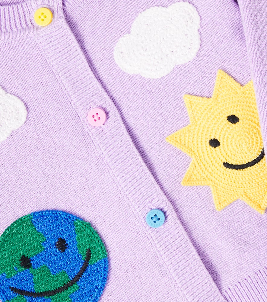 Stella Mccartney Baby Cotton And Wool Cardigan In Purple