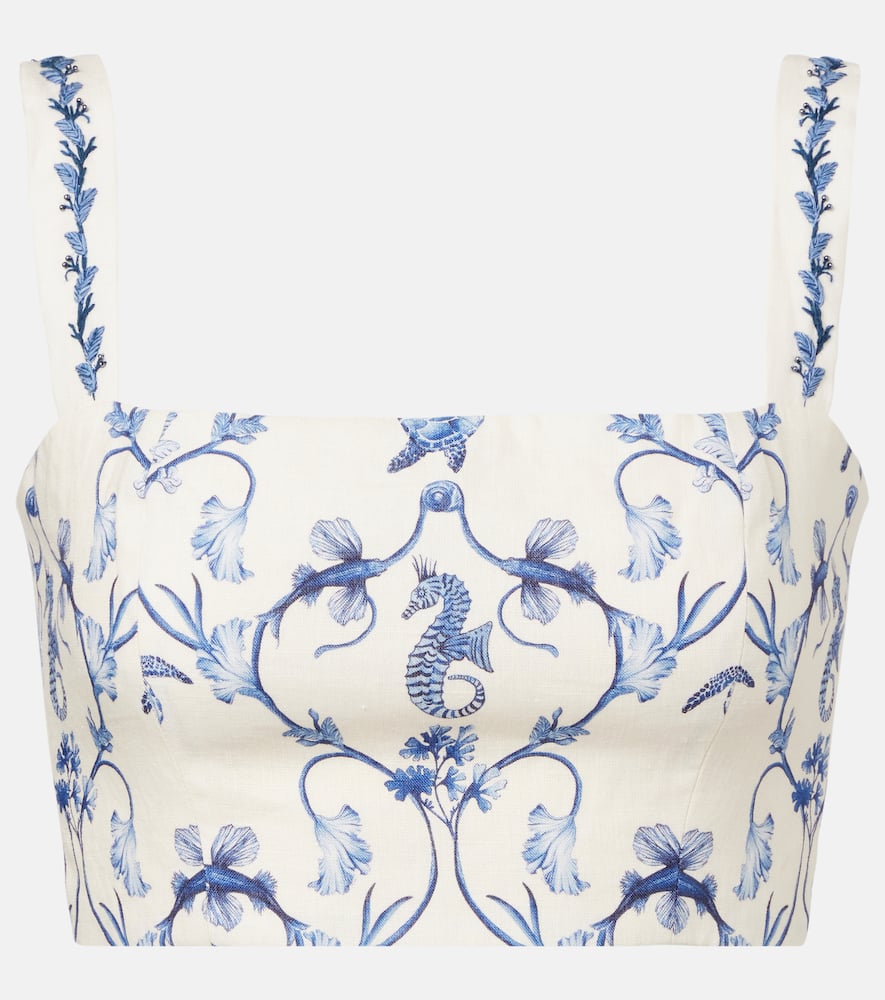 Cacao floral linen crop top