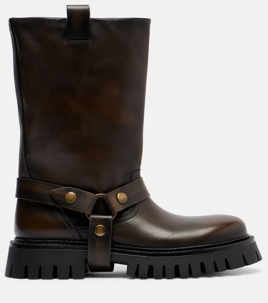 Golden Goose Kurt Chunky Low Heels Ankle Boots In Brown Leather In Brown