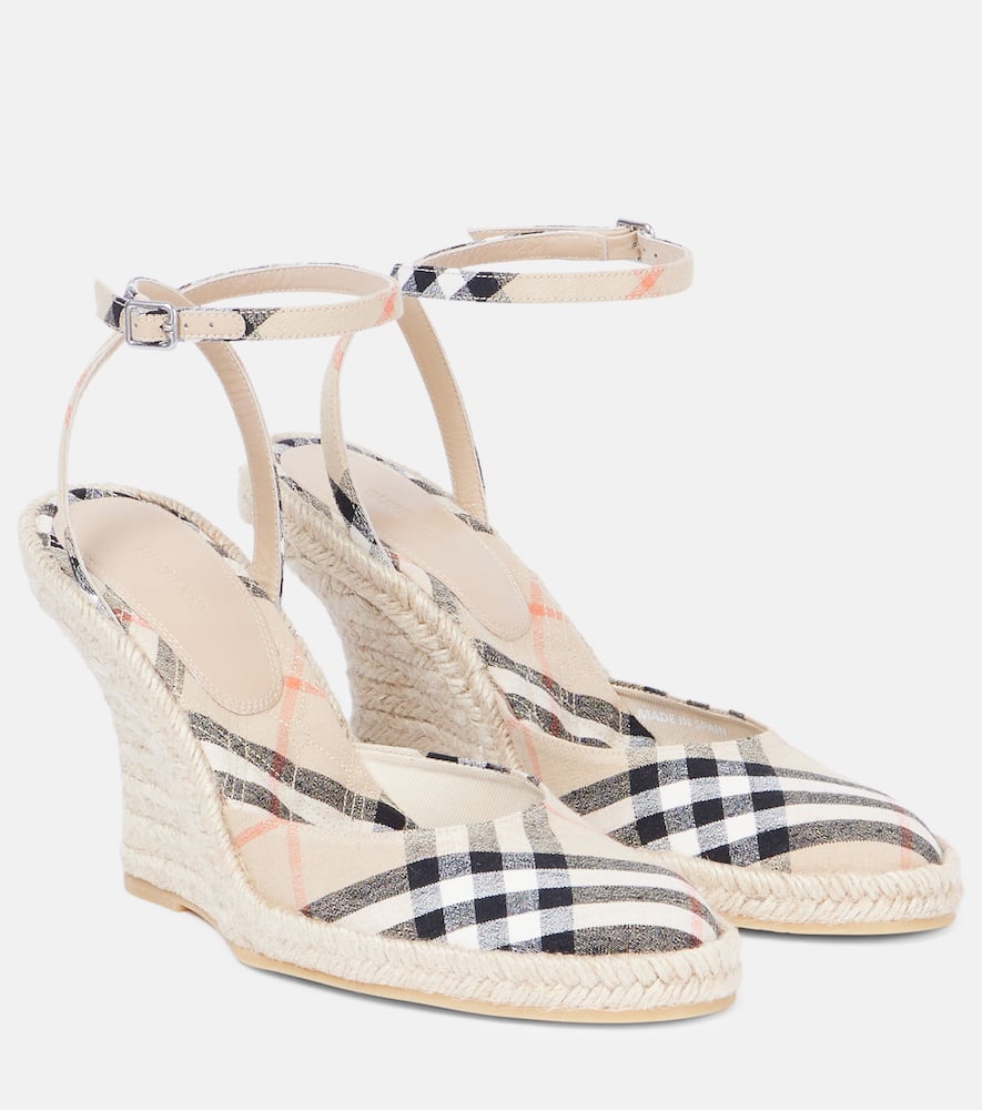Burberry Mews Ankle Strap Espadrille Wedge Sandal In Beige