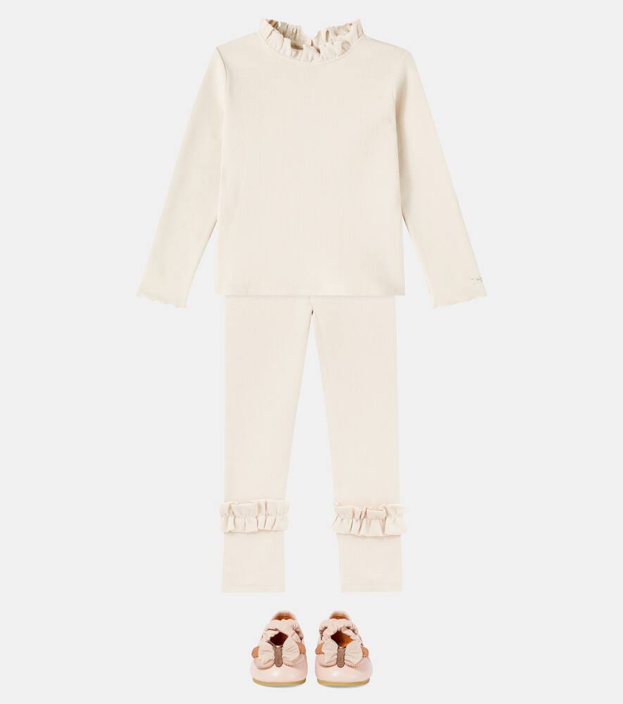 Donsje Milah Ruffled Cotton-blend T-shirt In White