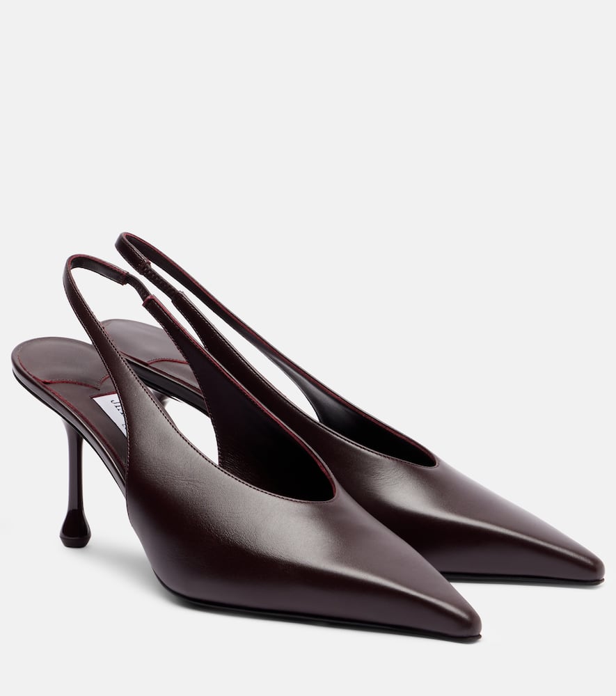 Jimmy Choo Isa 80 Leather Slingback Pumps In Burgundy
