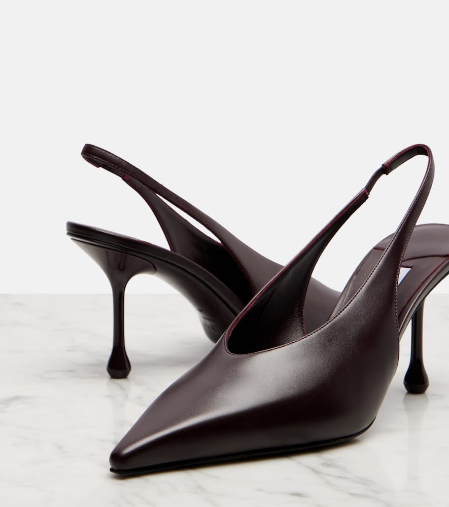 Jimmy Choo Isa 80 Leather Slingback Pumps In Burgundy