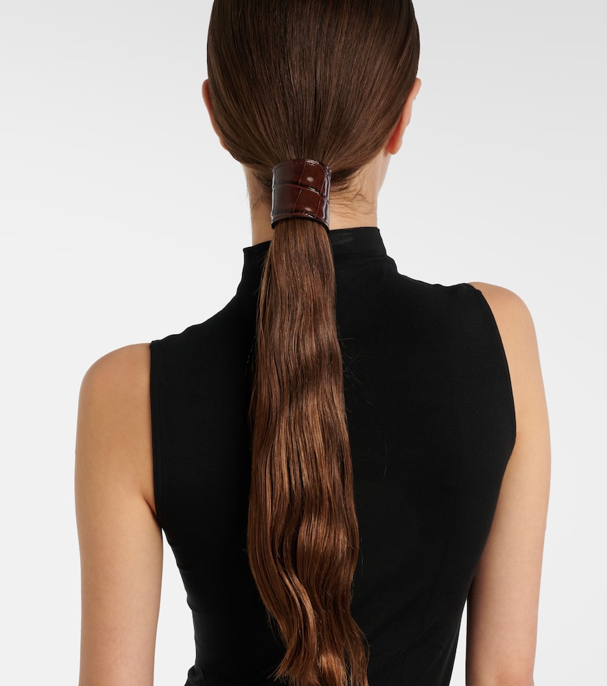 Jennifer Behr Snake-effect leather hair tie