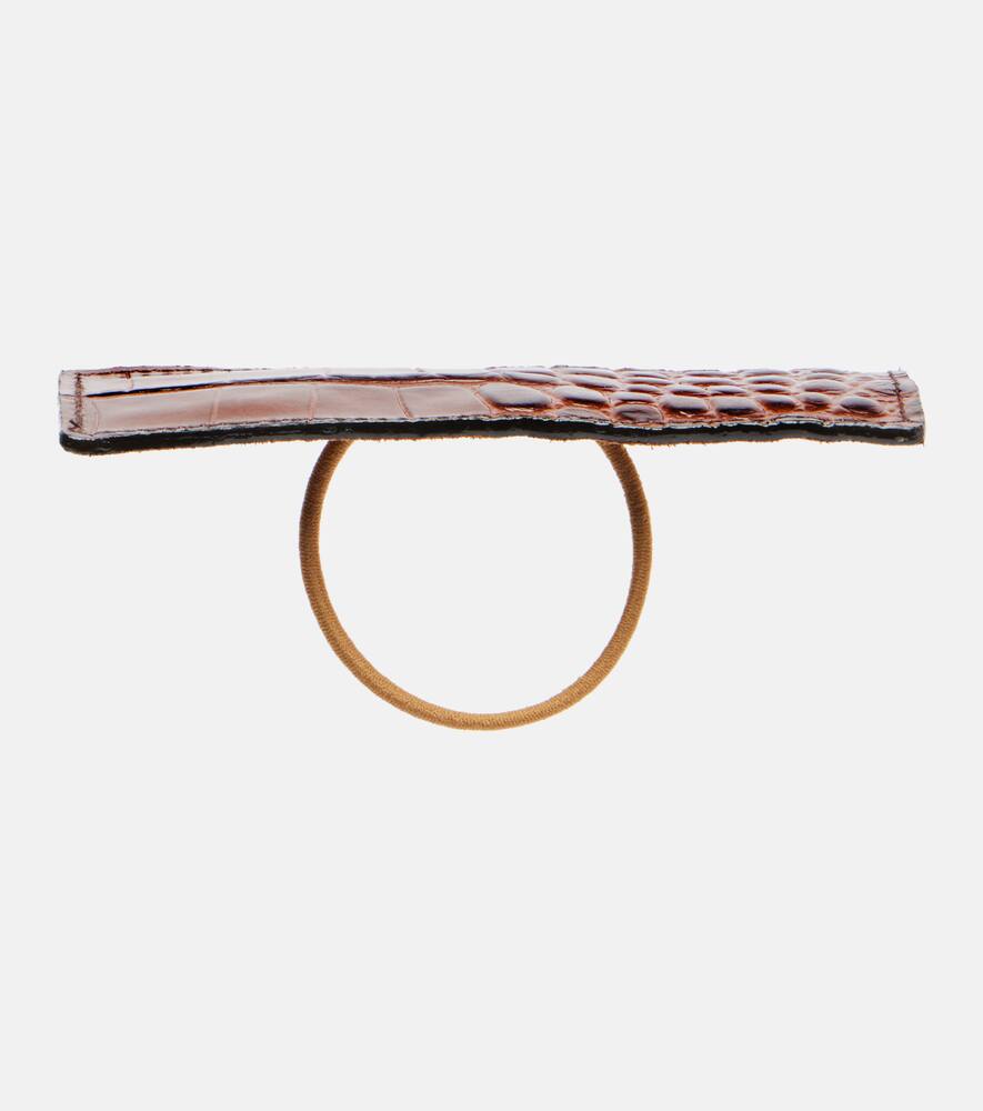 Jennifer Behr Snake-effect Leather Hair Tie In Brown