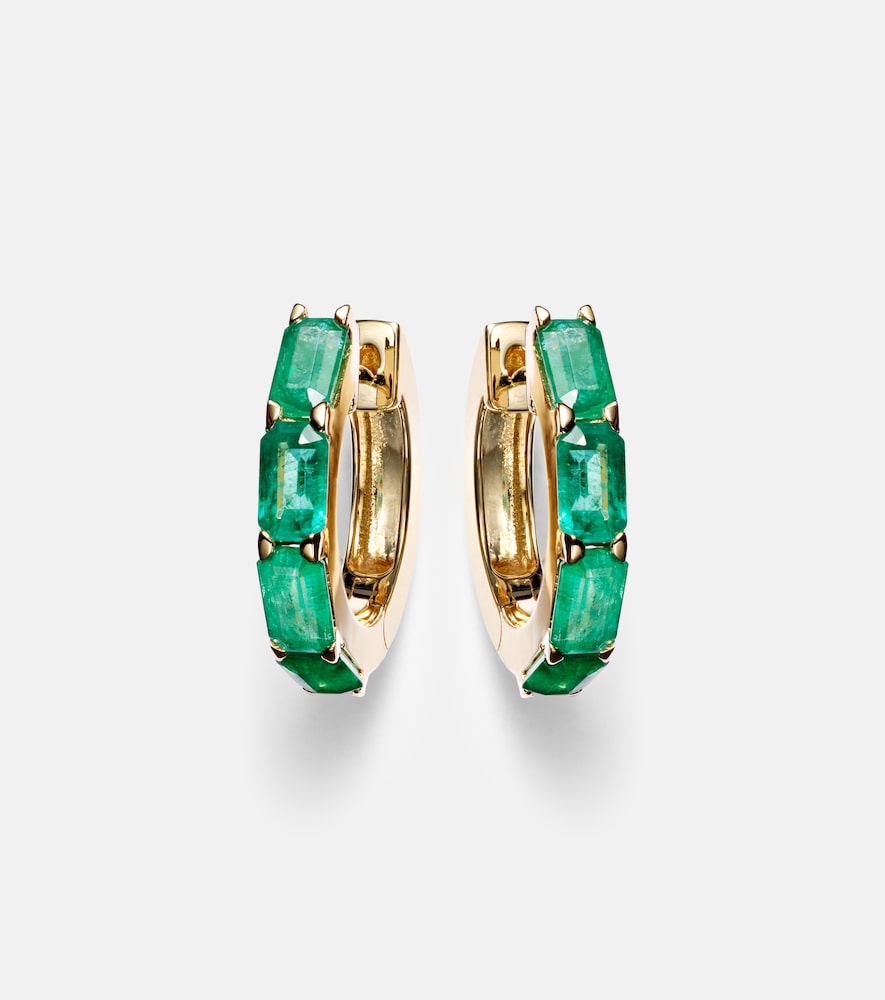 Shay Jewelry 18kt gold huggie earrings with emeralds