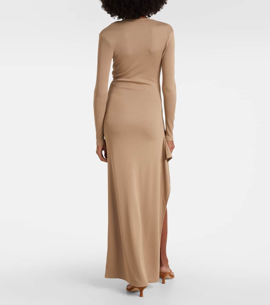 Christopher Esber Mineral Stone Embellished Jersey Maxi Dress In Neutral