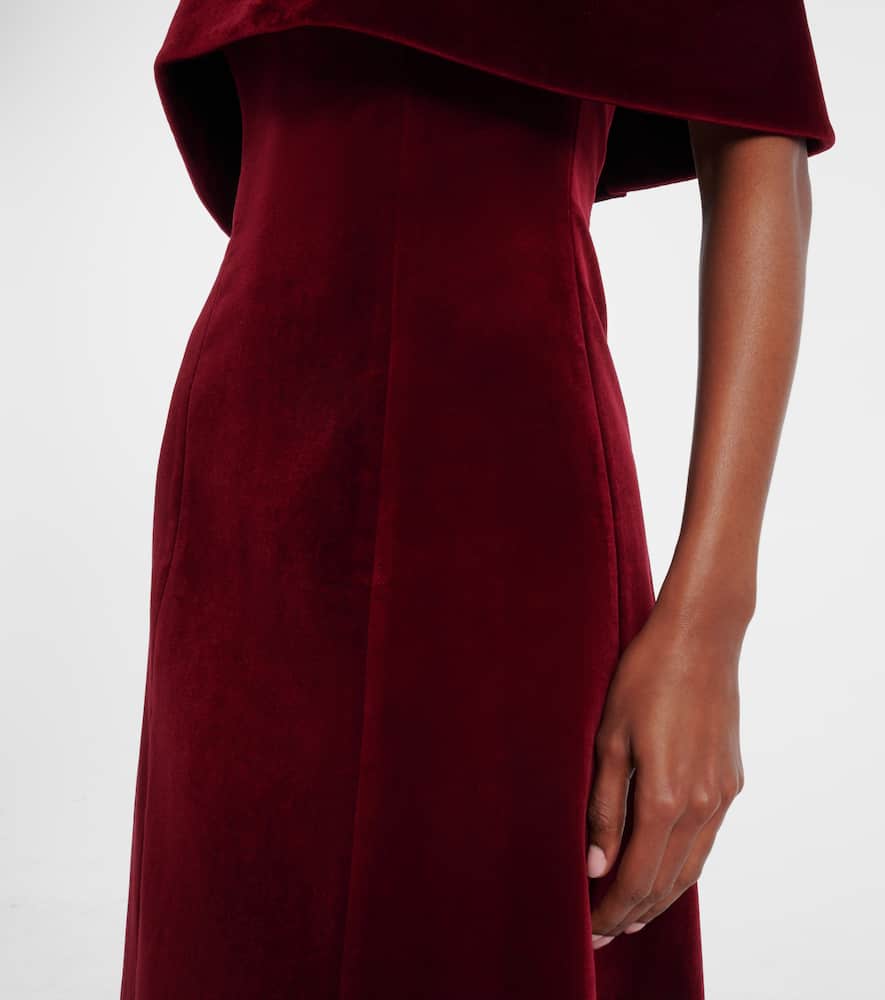 Emilia Wickstead Off-shoulder-midikleid Carita Aus Baumwollsamt In Red