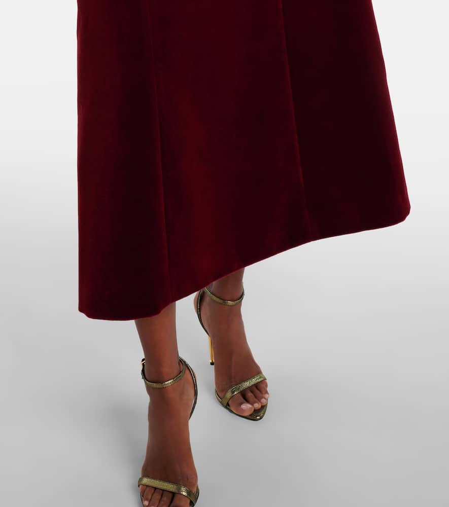 Emilia Wickstead Off-shoulder-midikleid Carita Aus Baumwollsamt In Red