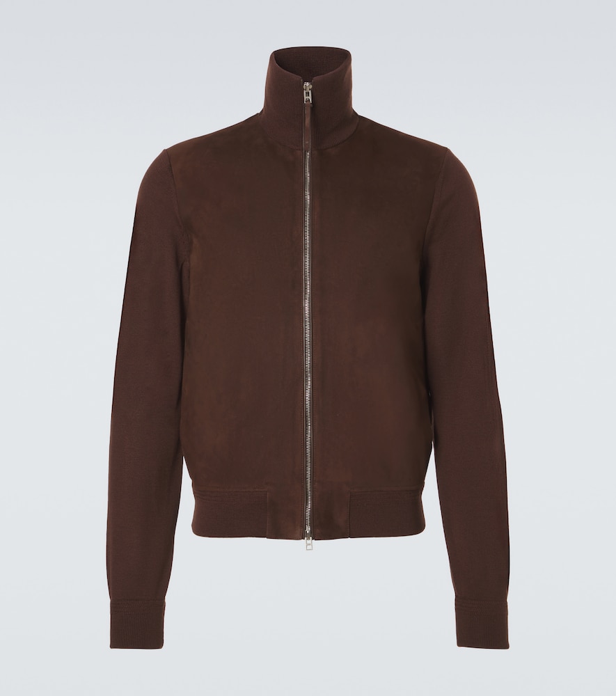 Tom Ford Men's Brown Suede-Paneled Wool-Blend Zip-Up Sweater UK Size 36 - Mytheresa