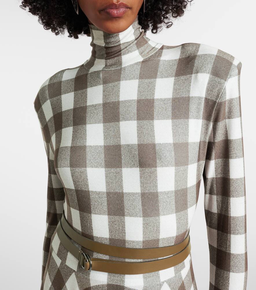 Norma Kamali Checked Turtleneck Jersey Midi Dress In Multi