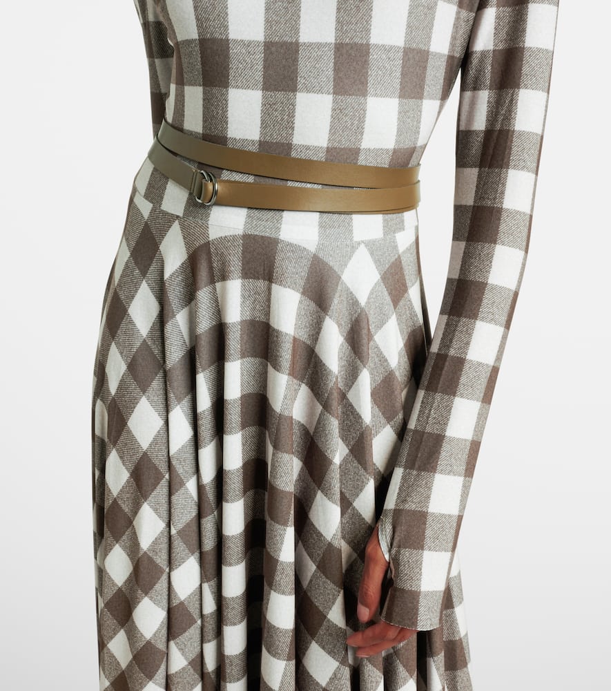 Norma Kamali Checked Turtleneck Jersey Midi Dress In Multi