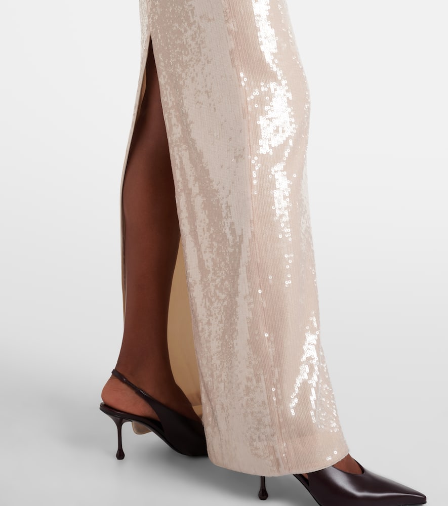 Roland Mouret Sequined Off-shoulder Gown In White