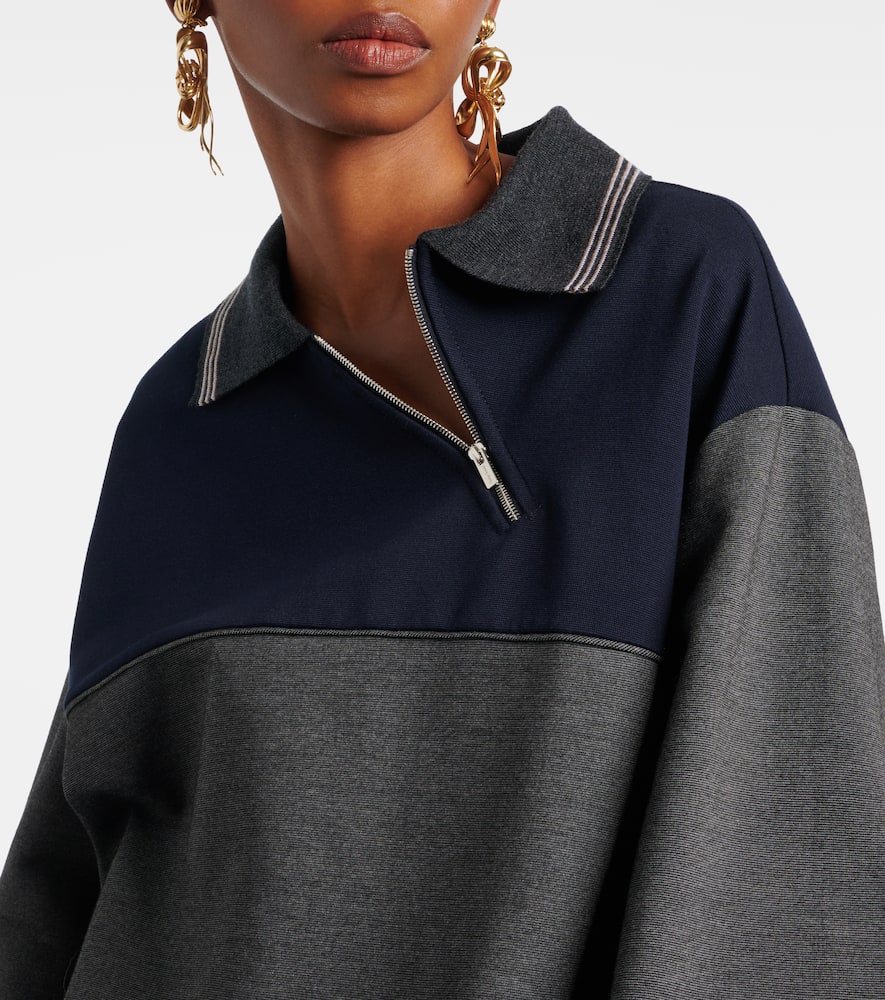 Miu Miu Womens Antracite Blu Asymmetric Jersey Polo Jacket Xs In Gray