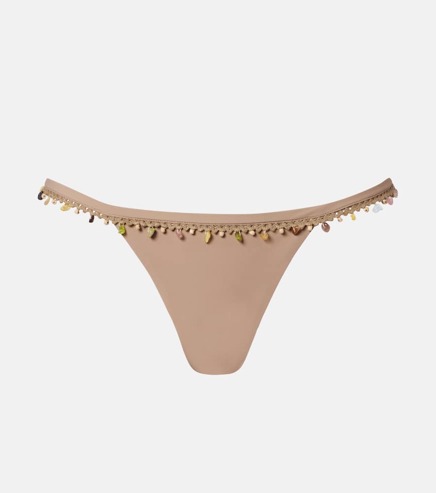 Christopher Esber Beach Quartz Embellished Bikini Bottoms In Brown