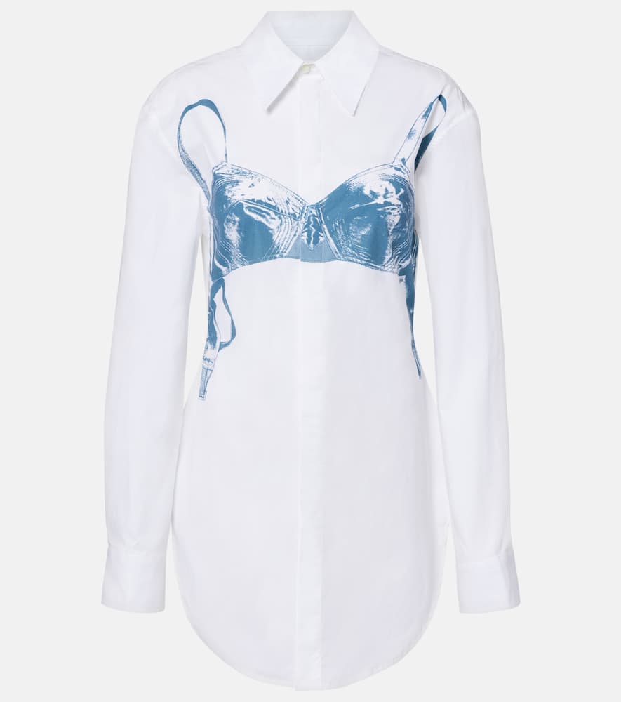 Jean Paul Gaultier Printed Cotton-blend Shirt In White