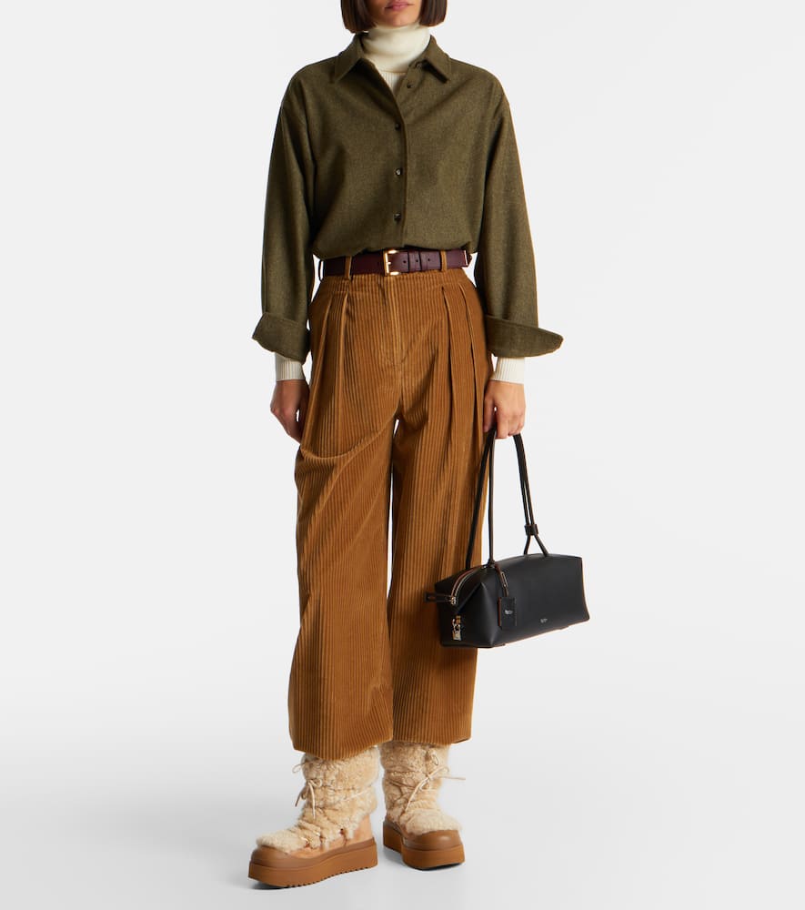 Tory Burch Cozy Shearling Ankle Boots Platform Sole In Brown