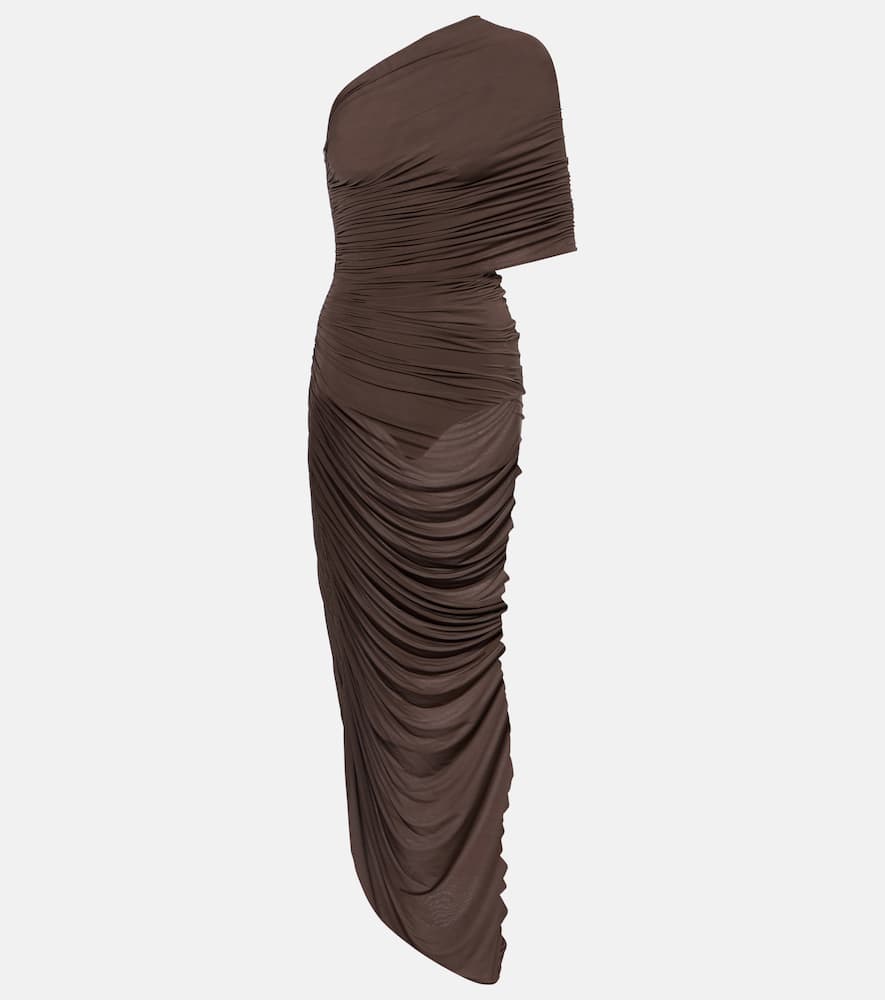 Magda Butrym Draped One-shoulder Gown In Brown