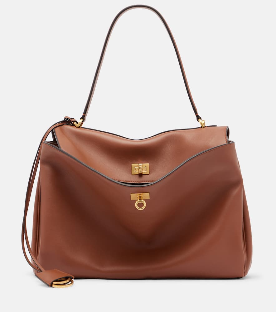 Balenciaga Rodeo Medium Leather Tote Bag In Brown