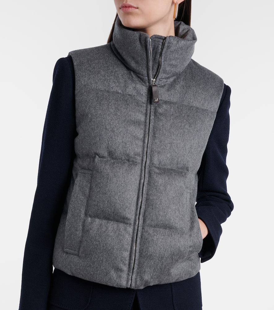 Max Mara The Cube Amoroso Cashmere Down Vest In Gray