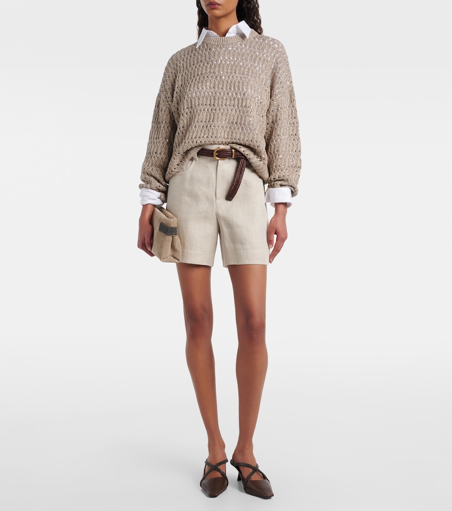  Brunello Cucinelli Brunello Cucinelli Sequined Linen-blend Sweater 