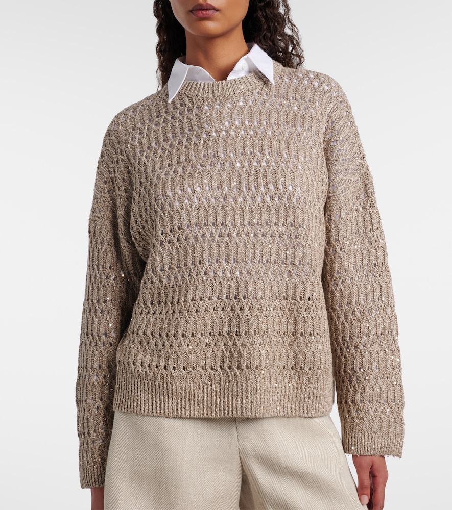  Brunello Cucinelli Brunello Cucinelli Sequined Linen-blend Sweater 