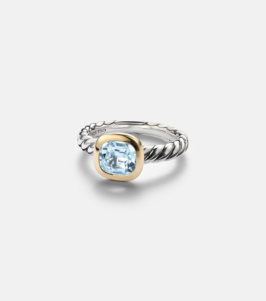 David Yurman DY Mercer sterling silver and 18kt gold ring with topaz