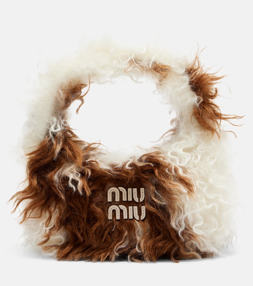 Borsa a spalla Wander in shearling stampato