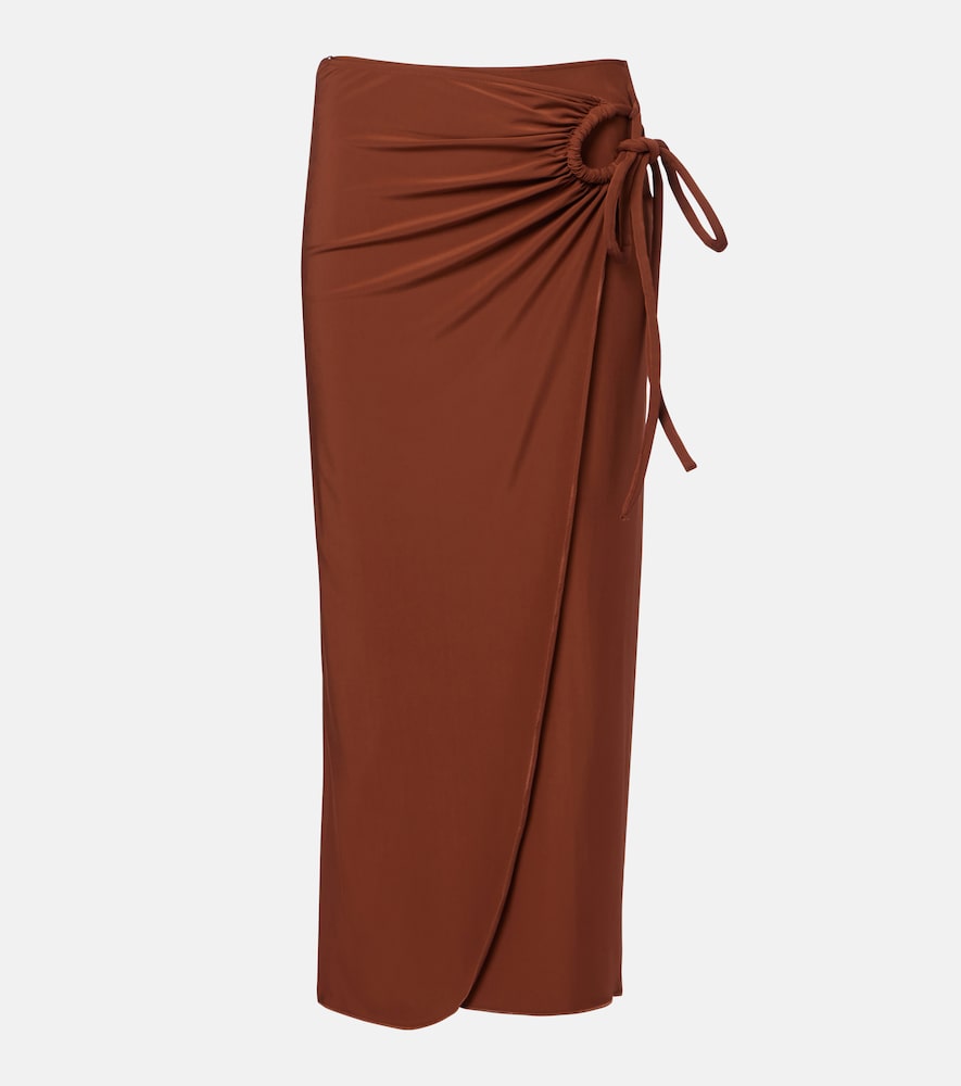 Max Mara Afoso gathered jersey wrap skirt