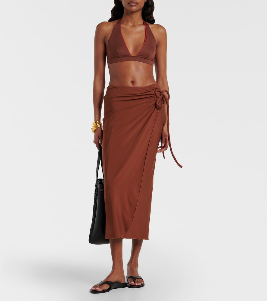 Max Mara Afoso gathered jersey wrap skirt