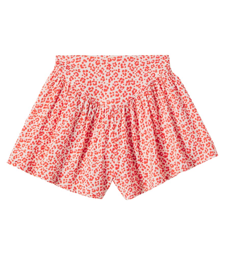 Cozmo Kids' Flor Leopard-print Cotton Shorts In Red
