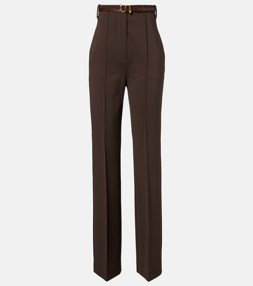 Pantaloni regular in crêpe con cintura
