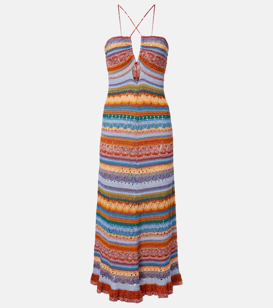 Etro Crochet Striped Cotton Maxi Dress