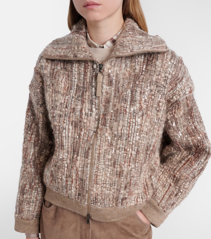  Brunello Cucinelli Brunello Cucinelli Cardigan Aus Einem Mohairgemisch Mit Pailetten 